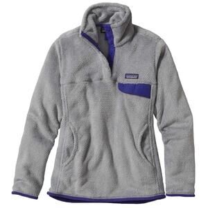 Patagonia Women Re-Tool Snap-T Fleece Pullover Sweater Gray Harvest Blue Small